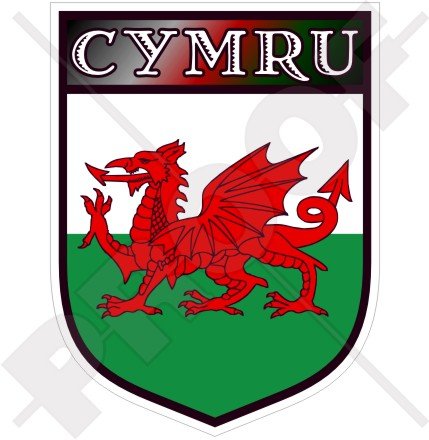 Wales Cymru Welsh Shield Britain UK 100 mm (4 Zoll) Vinyl Autoaufkleber von StickersWorld