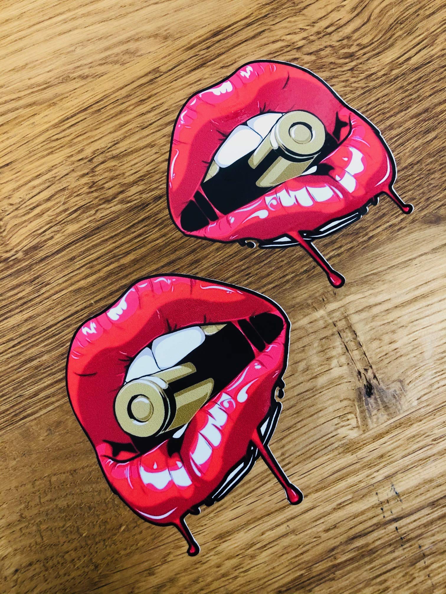 Bullet KISS Lips Aufkleber Sticker 2X Set Porno Sexy Tattoo Tuning Auto V8 Se48 von Stickerverticker