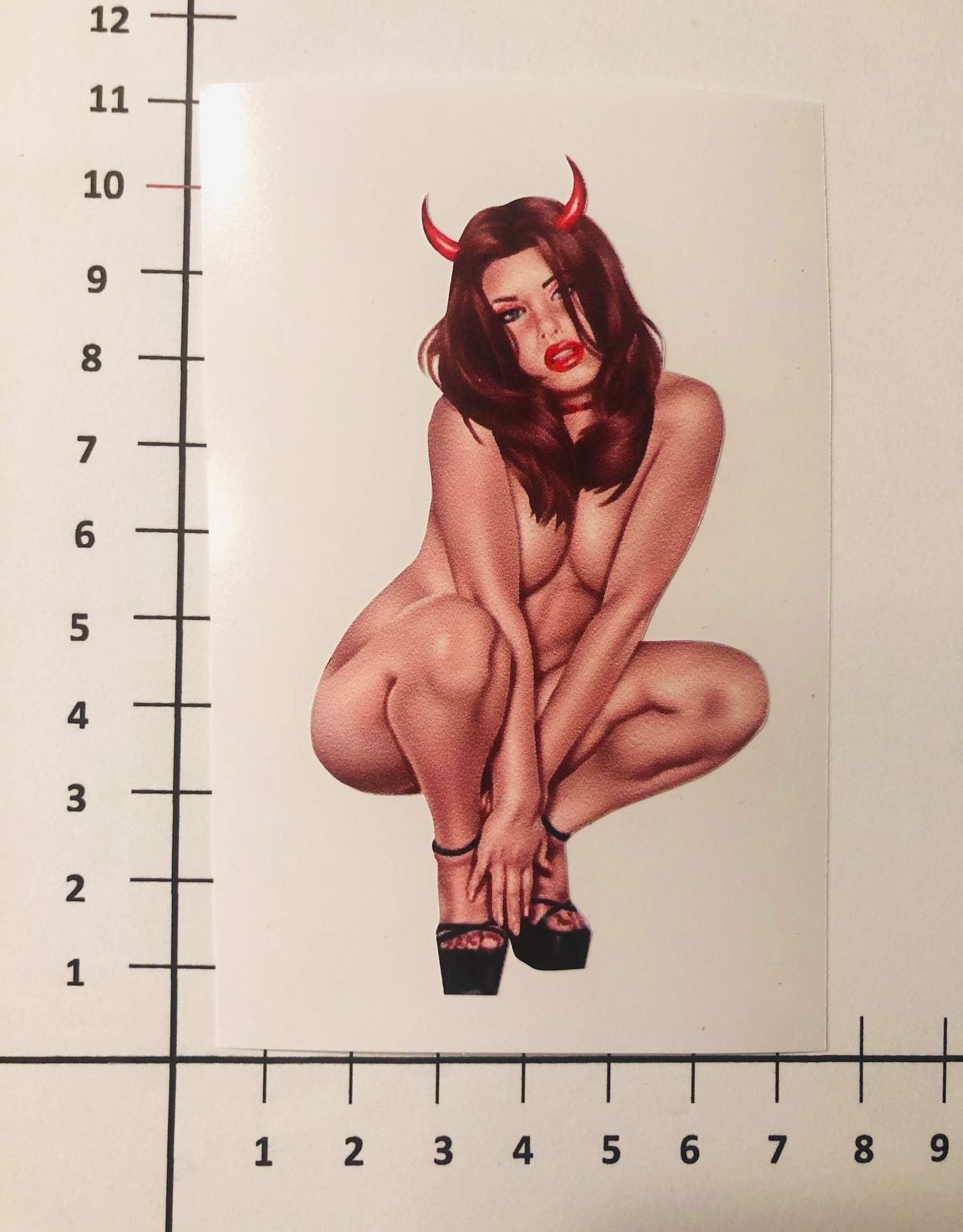 PIN UP SEXY Devil Girl Aufkleber Sticker Porn Nude Decal Lips High Heels Pu096 von Stickerverticker