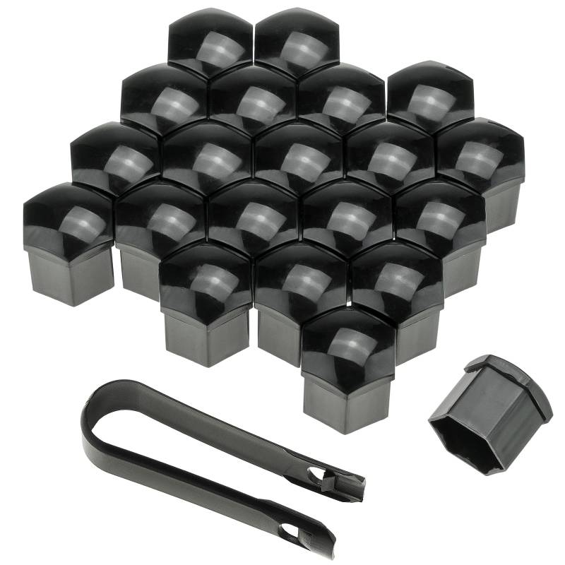 21x Radschrauben Kappen Abdeckungen mit Abzieher Radschruabenkappe Schwarz SW19 von Stix