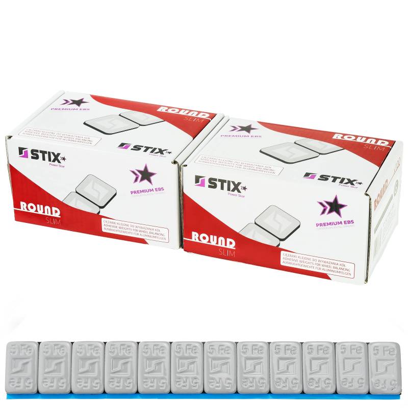 Auswuchtgewichte 12x5g Verzinkt & Kunststoffbeschichtet Round Slim Klebegewichte 12KG Kleberiegel von Stix