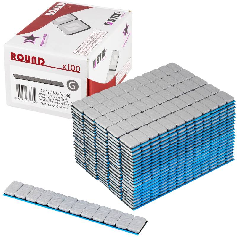 Auswuchtgewichte 12x5g Verzinkt & Kunststoffbeschichtet Round Slim Klebegewichte 6KG Kleberiegel von Stix