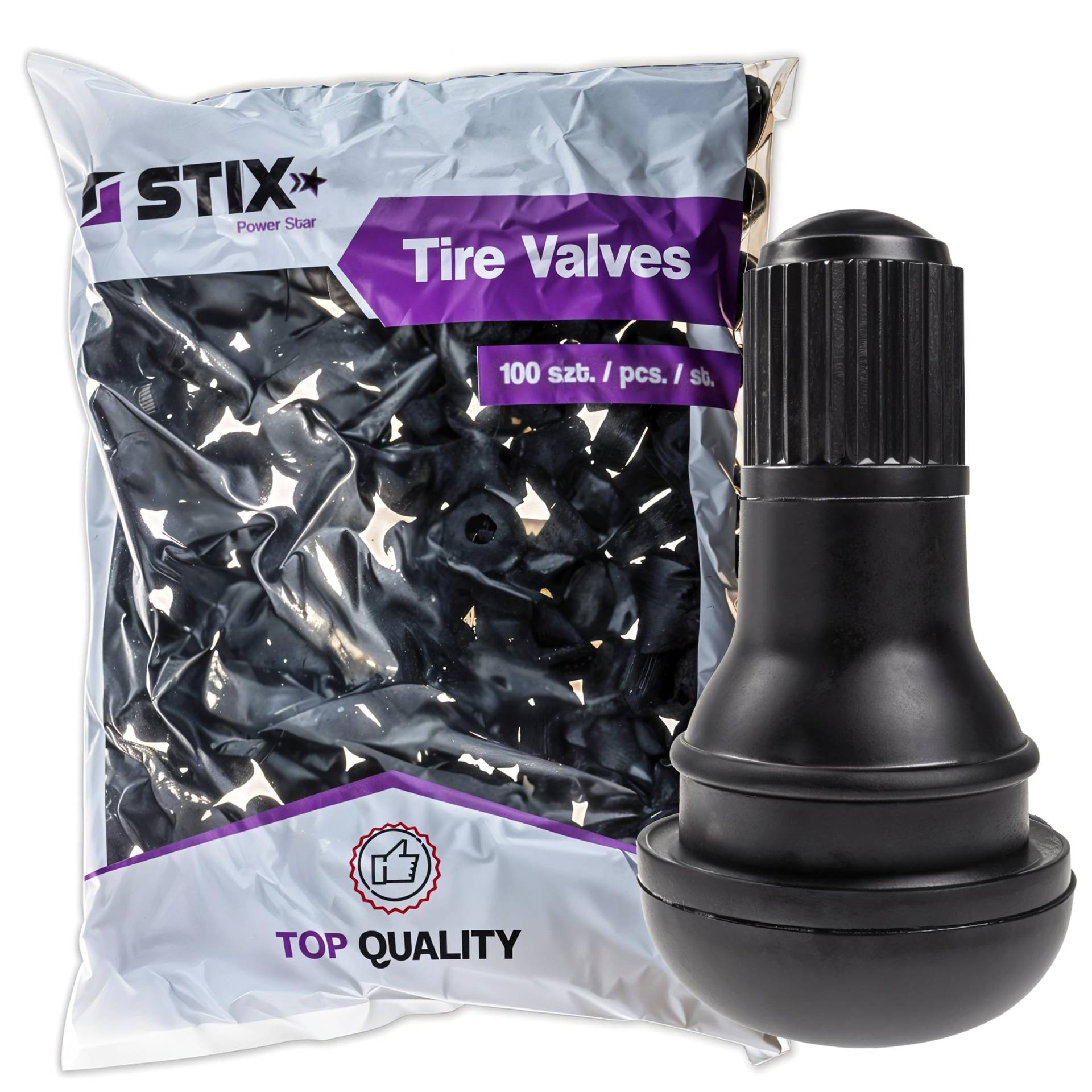 Stix 100 Stück TR412 Snap-In Reifenventile Gummiventile 11,3mm PKW Felgenventile Radventile Schlauchlos von Stix