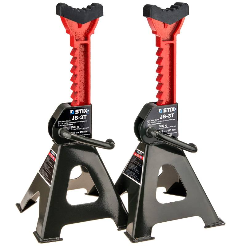 Stix Automotive Equipment Unterstellböcke 3T 3000KG JS-3T mit Gummischutz Stützböcke (2 Stück x 3 Tonnen mit Gummi) von Stix