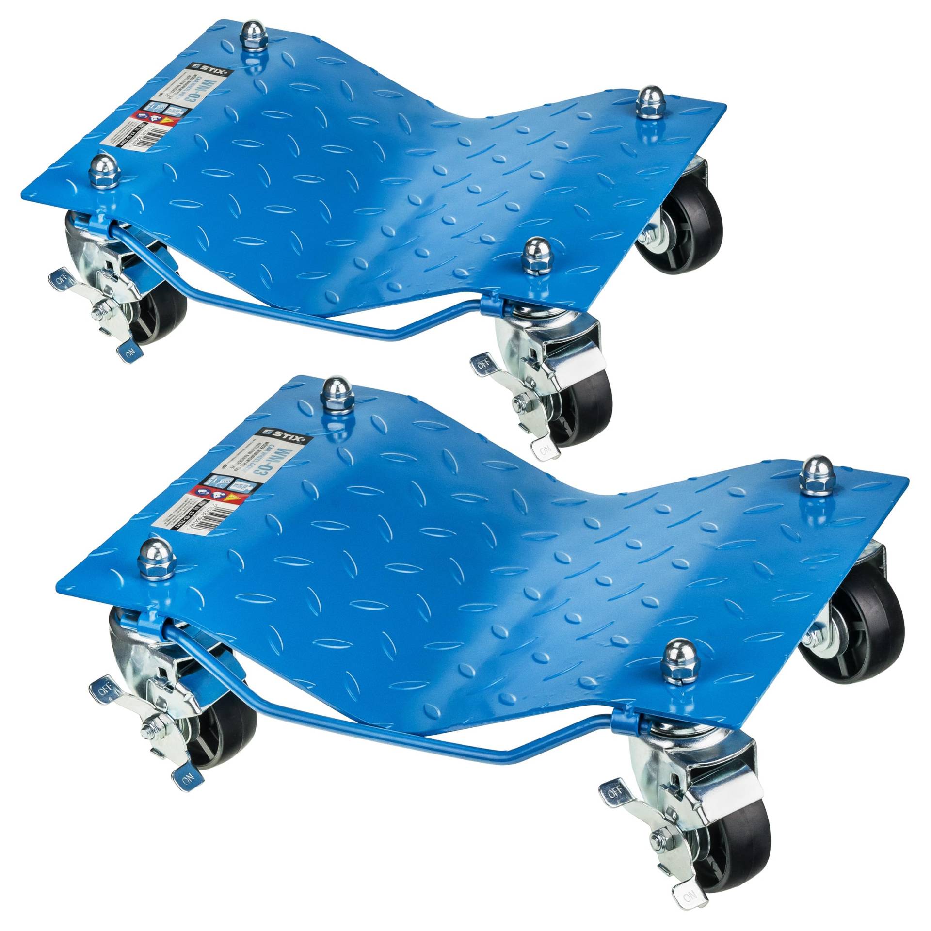 Stix Rangierhilfe für Auto 2 Stück - Rangierroller 680 kg Tragkraft je Rad, für Werkstatt & Garage, Stahlplattform 300 mm Reifenbreite von Stix
