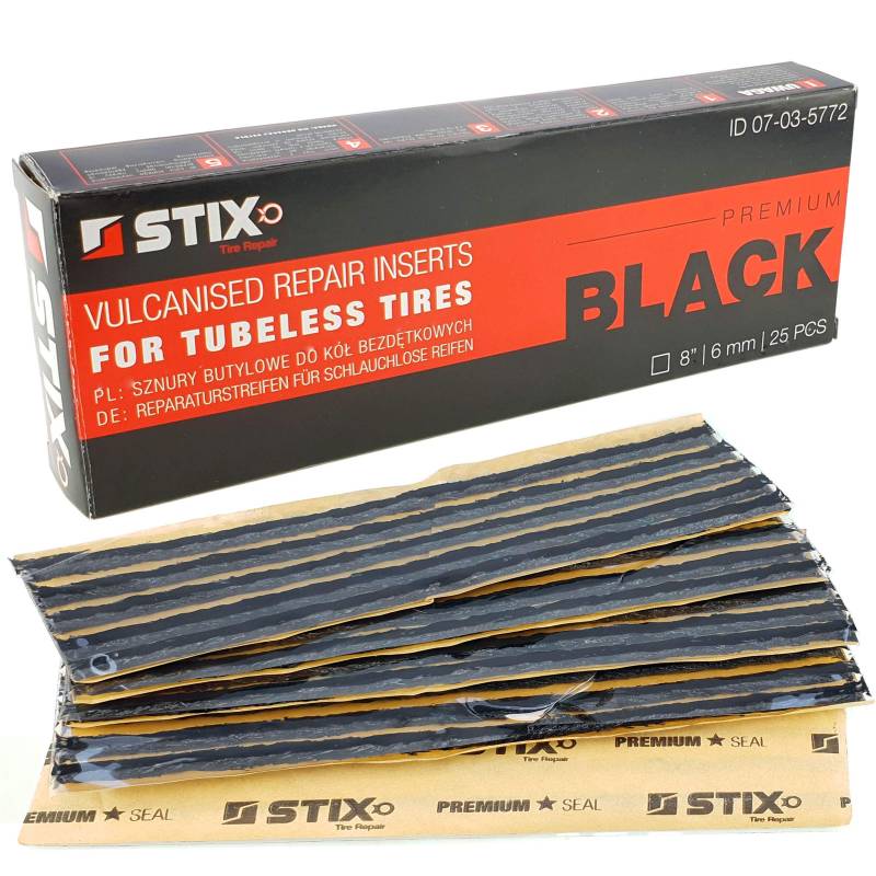 STIX Automotive Equipment Vulkanisierungsstreifen 25 Streifen Schwarz Reparaturstreifen 6mm Pannenset Reifen PKW LKW Nachfüllstreifen von STIX Automotive Equipment