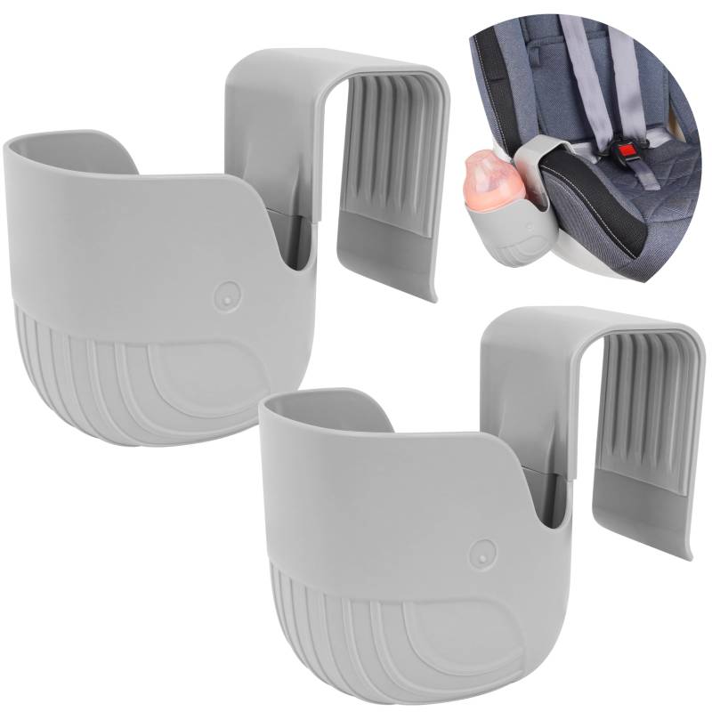 Storchenbeck Universal Becherhalter für Autositze, Kinderwagen, Rollstühle und mehr – Grau (2) von Storchenbeck