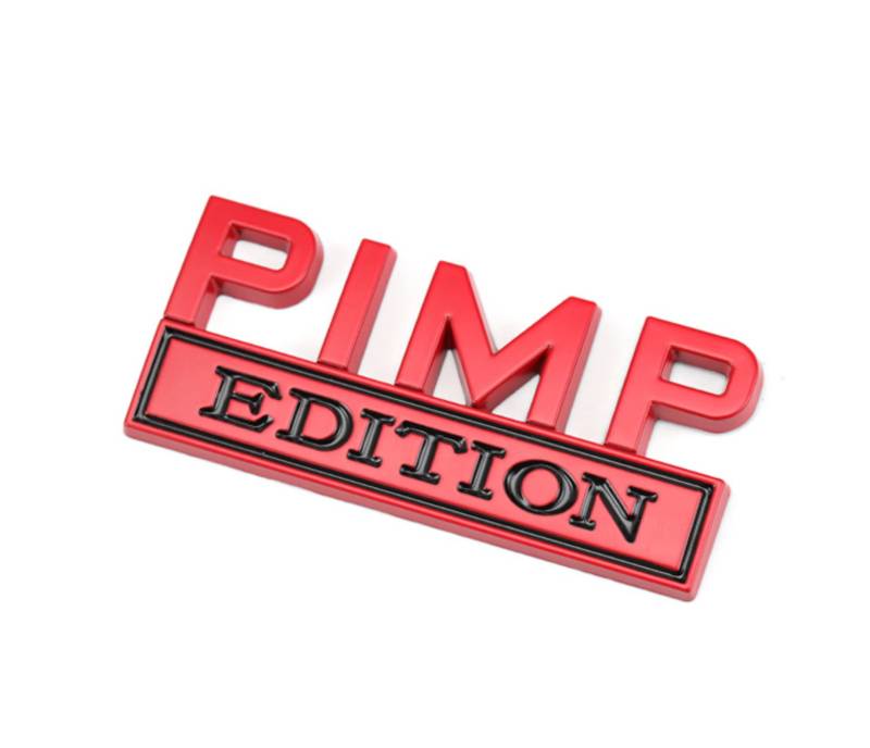 Pimp Edition - Farben Auswahl - Metall Auto Emblem Zeichen Symbol Aufkleber Sticker Abzeichen Marke (Rot Schwarz) von Streetculture