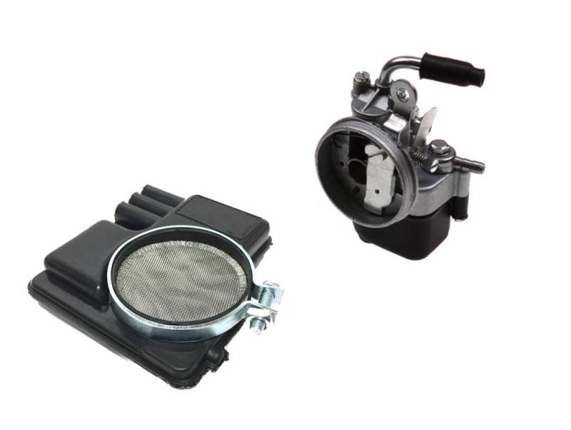 Vergaser 12mm + Luftfilter Set passend für Piaggio Ciao Bravo SI Boxer – 16mm Ansaugstutzen Anschluss – 51mm Luftfilter – Mofa Tuning Set von Streetparts24