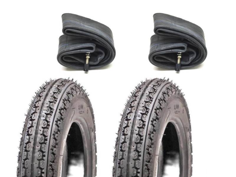 2x Rollstuhlreifen 3.00-8 K319 mit Schlauch – passend für Rollstuhl, Elektromobil, Scooter, Schubkarre, Sackkarre – 4PR 38J TT mit geradem Autoventil (2.15x8 Felge) von Streetparts24