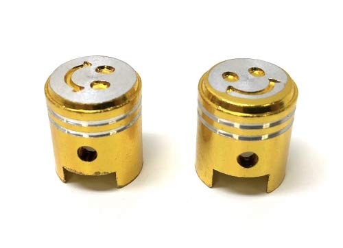 2X Ventilkappen Kolben-Design Gold/Silber für Roller, Mofa, Moped – Passend für Schraderventil, Autoventil (AV), PKW-Ventil, MTB-Ventil von Streetparts24
