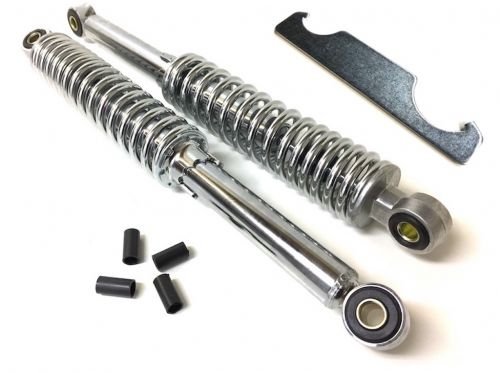 300mm Chrom Stoßdämpfer Satz + Einstellschlüssel für Mofa Moped Mokick von Streetparts24