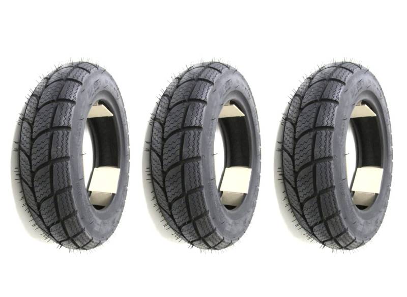 Winterreifen-Set 3x 3.50-10 56L M+S – Reifen passend für Vespa PX 125 150 200, Ape & mehr von Streetparts24