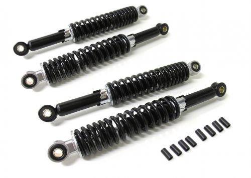 4x Schwarzes Stoßdämpfer Tieferlegung Set passend für Simson Schwalbe, Sperber, Habicht – 30cm und 32cm, Hydraulisch gefedert, 5-fach verstellbar, inkl. 8mm Reduzierhülsen von Streetparts24