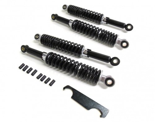 4x Stoßdämpfer Schwarz Tieferlegung Set 26cm u. 28cm Simson Schwalbe KR51 inkl. Einstellschlüssel von Streetparts24