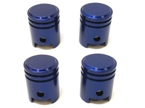 4X Ventilkappen Kolben-Design Blau für PKW, Quad, ATV, Roller, Motorrad – Passend für Schraderventil, Autoventil (AV), MTB-Ventil von Streetparts24