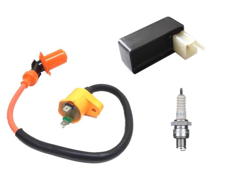 CDI + Zündspule + Zündkerze Set passend für Peugeot Speedfight, Elyseo, Jet-Force, Vivacity 50 2T | Zündkerze BR7HS | Ersatzteile für Roller/Moped von Streetparts24