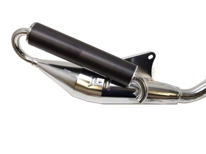 Chrom Auspuff Tuning Sportauspuff passend für Kymco Agility Cobra Grand Dink Like Spacer Super 8 9 Top Boy Vitality Yager Yup 50 AC LC 2-Takt von Streetparts24