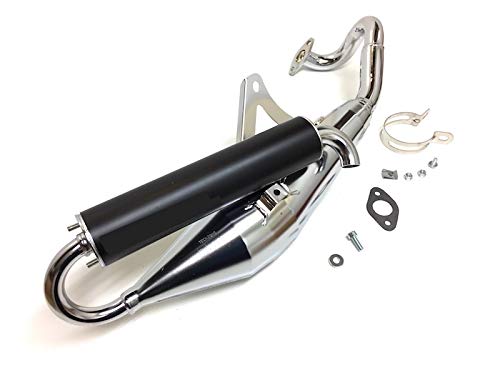 Chrom Sportauspuff passend für Peugeot Speedfight 3, New Vivacity, Ludix, Jetforce TSDI, C-Tech 50 (2-Takt) mit E-Prüfzeichen von Streetparts24