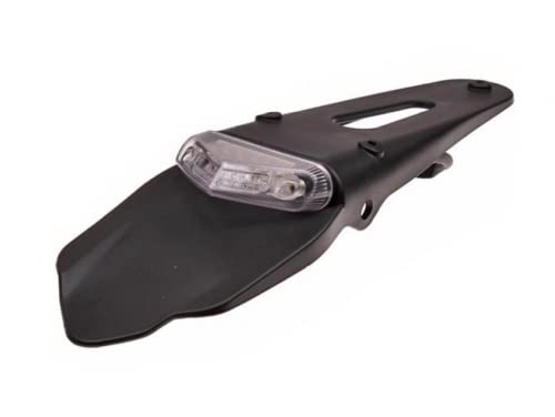 Enduro Spritzschutz Kennzeichenhalter Fender Schutzblech Nummernschildhalter mit LED Rücklicht Bremslicht 12V mit E-Prüfzeichen für Motocross Supermoto Motorrad Roller Scooter Universal von Streetparts24