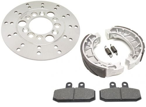 Bremsbeläge, Bremsbacken, Bremsscheibe Satz Vorne Hinten passend für Honda Bali SJ 50 AF32 1993-2002 - Neuer Satz Bremsklötze, Bremsscheibe & Bremsbacken von Streetparts24