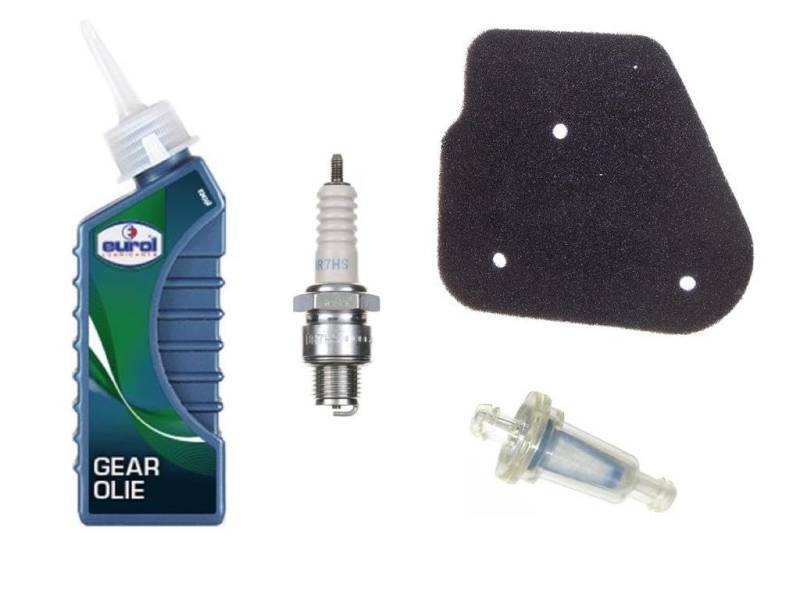 Inspektionsset Wartung Inspektion Set passend für CPI Keeway Generic Roller 2T – Getriebeöl, Luftfilter, Zündkerze BR7HS, Benzinfilter von Streetparts24