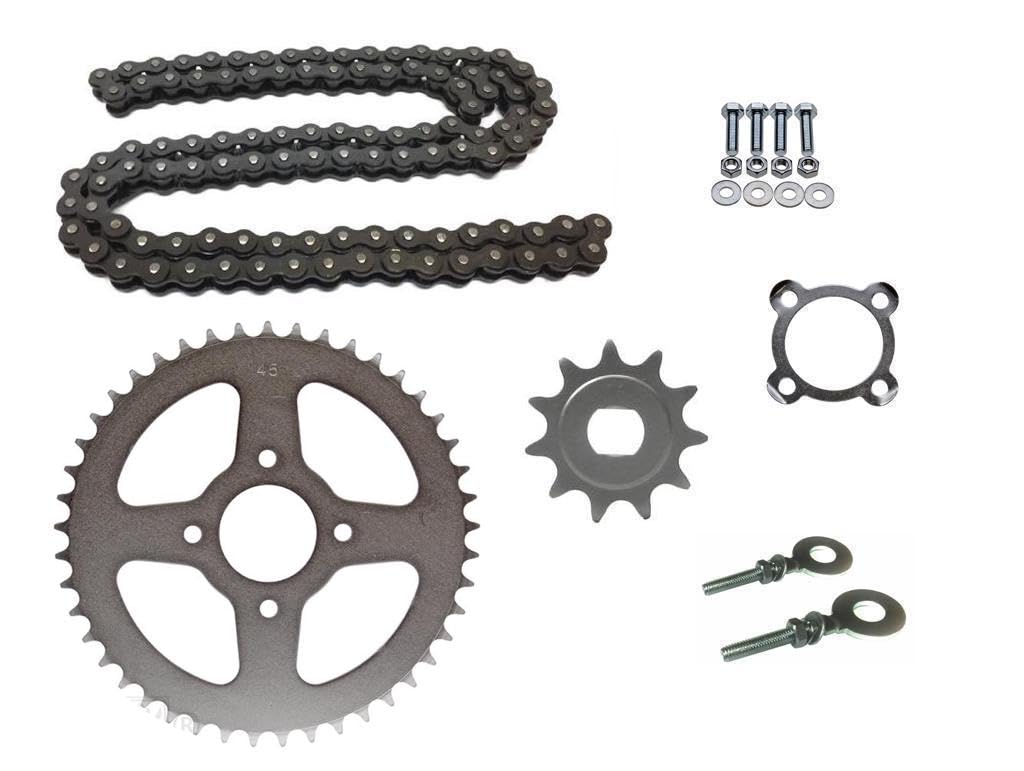 Kettensatz 415 passend für Hercules Sachs Prima 2 3 4 5 S M4 M5 – Kettenrad 45 Zähne, Ritzel 11 Zähne – inkl. Kette, Kettenspanner, Sicherungsblech, Schrauben – Mofa Moped Mokick Kettensatz 415 passend für Hercules Sachs Prima 2 3 4 5 S M4 M5 – Kettenrad 45 Zähne, Ritzel 11 Zähne – inkl. Kette, Kettenspanner, Sicherungsblech, Schrauben – Mofa Moped Mokick von Streetparts24