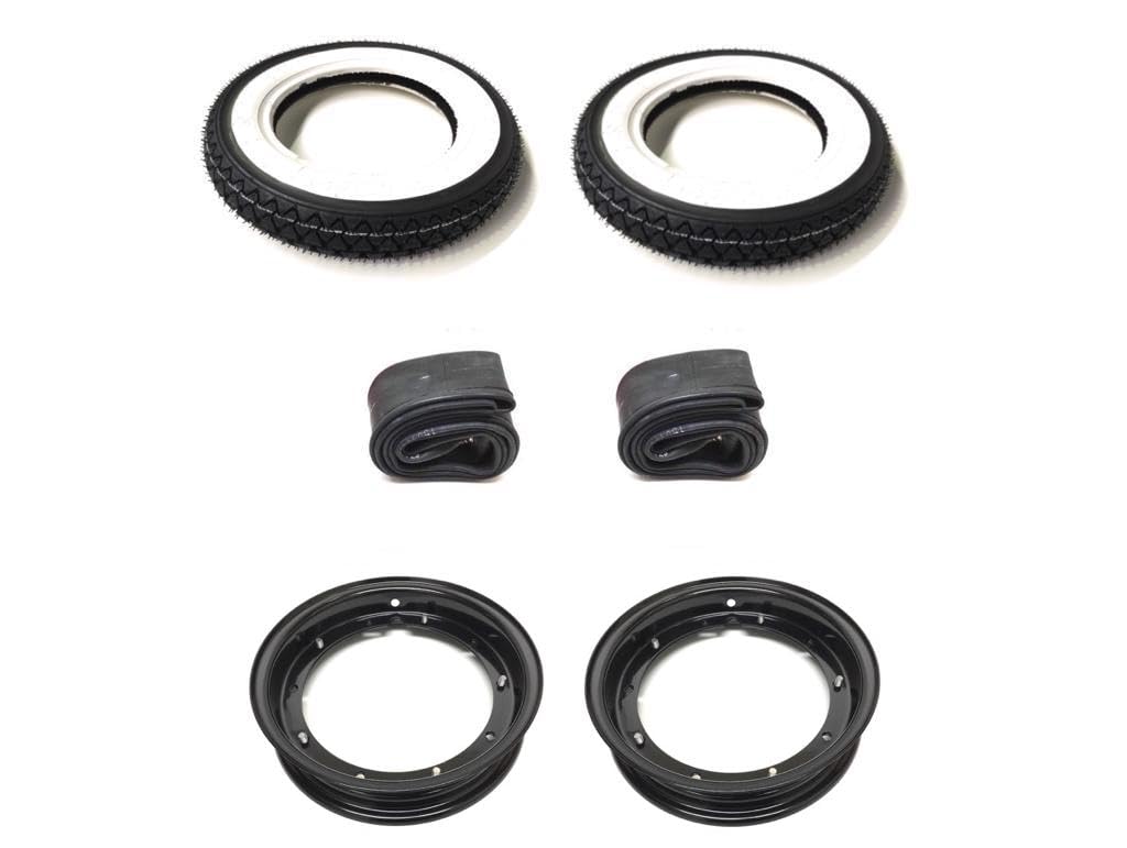 Komplettradsatz Weißwandreifen 3.50-10 passend für Vespa PK PX Sprint XL Rally T5 LML Star – Felgen Schwarz, Schläuche, Radsatz Set Komplettradsatz Weißwandreifen 3.50-10 passend für Vespa PK PX Sprint XL Rally T5 LML Star – Felgen Schwarz, Schläuche, Radsatz Set von Streetparts24