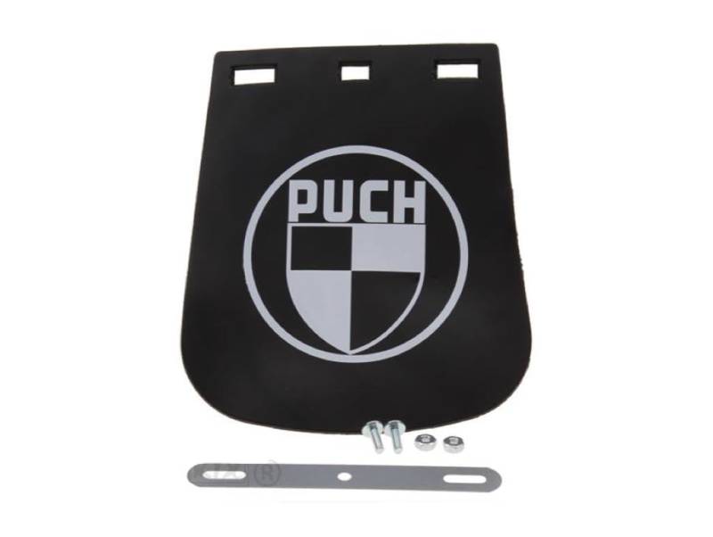 Kunststoff Schmutzfänger mit Logo + Montagematerial Spritzschutz passend für Puch Mofa Moped Mokick Spritzschutz Schutzblech Schmutzlappen von Streetparts24