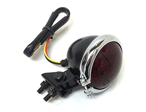LED Rücklicht Rund Bremslicht Schwarz Chrom E-geprüft für Chopper Scrambler Cafe Racer von Streetparts24