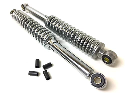 320mm Chrom Stoßdämpfer Set, 5-fach Verstellbar passend für Zündapp, Puch, Hercules Prima, Kreidler, Simson Schwalbe und mehr – Universal Federbein Set passend für Mofa, Moped, Mokick von Streetparts24