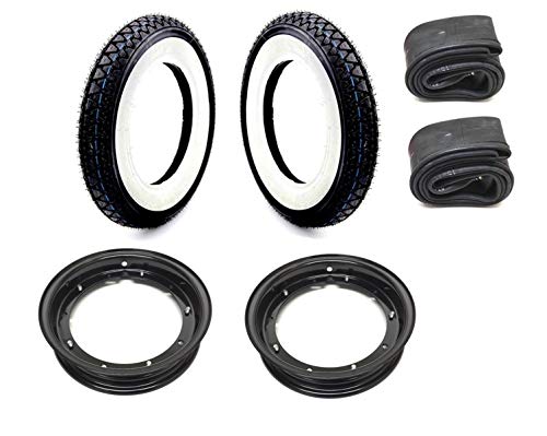 Felgen & Weißwandreifen Set 3.50-10 Zoll passend für Vespa PK PX ET3 Sprint LML Lusso – Felge Schwarz, Reifen & Schläuche von Streetparts24