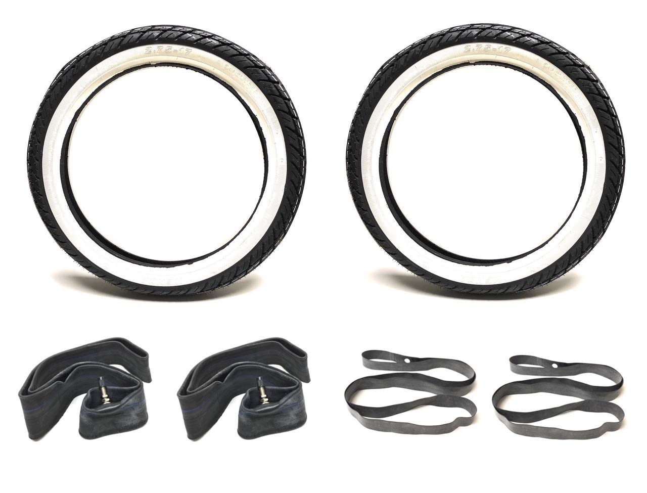 2x Weißwand Reifen Satz 2.75-17/2,75x17 K418 – Passend für Zündapp C KS GTS CS Typ 433 437 510 511 515 516 Hercules Kreidler – mit Schläuchen und Felgenbändern 2x Weißwand Reifen Satz 2.75-17/2,75x17 K418 – Passend für Zündapp C KS GTS CS Typ 433 437 510 511 515 516 Hercules Kreidler – mit Schläuchen und Felgenbändern von Streetparts24