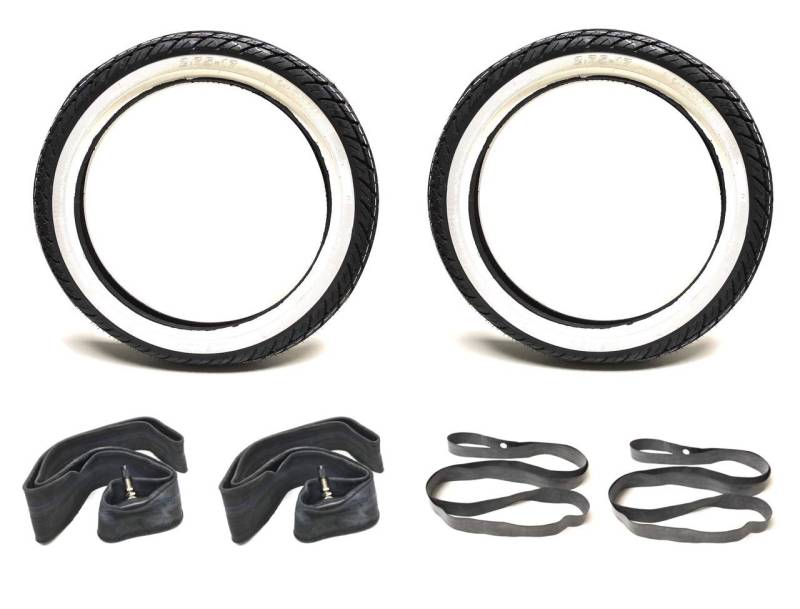 2x Weißwand Reifen Satz 2.75-17/2,75x17 K418 – Passend für Zündapp C KS GTS CS Typ 433 437 510 511 515 516 Hercules Kreidler – mit Schläuchen und Felgenbändern von Streetparts24