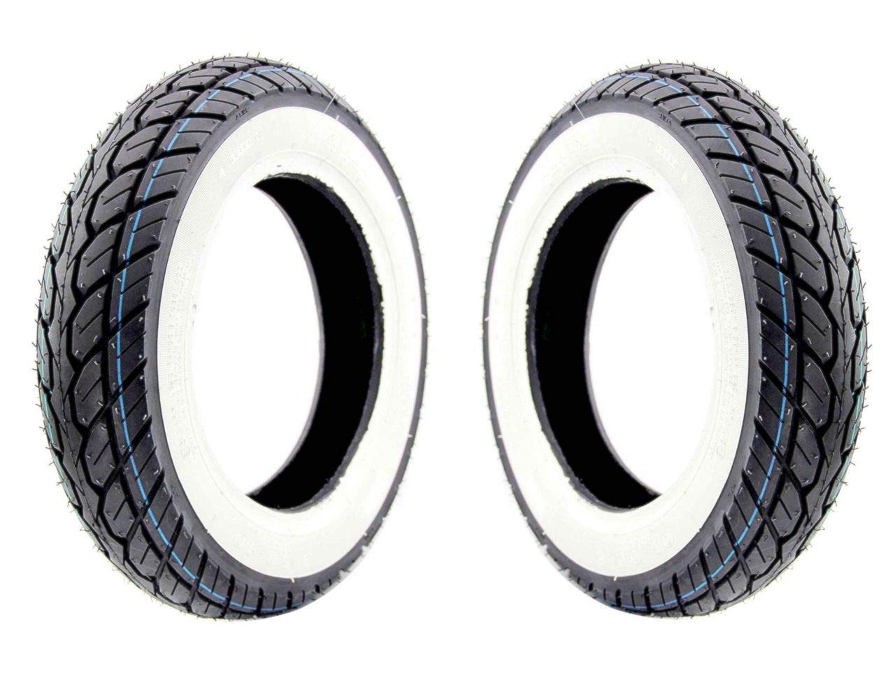 Weißwand Reifen Satz 3.50-10 K418 4PR 51J TL passend für Roller und Scooter – Mit Straßenprofil und hervorragender Wasserverdrängung Weißwand Reifen Satz 3.50-10 K418 4PR 51J TL passend für Roller und Scooter – Mit Straßenprofil und hervorragender Wasserverdrängung von Streetparts24