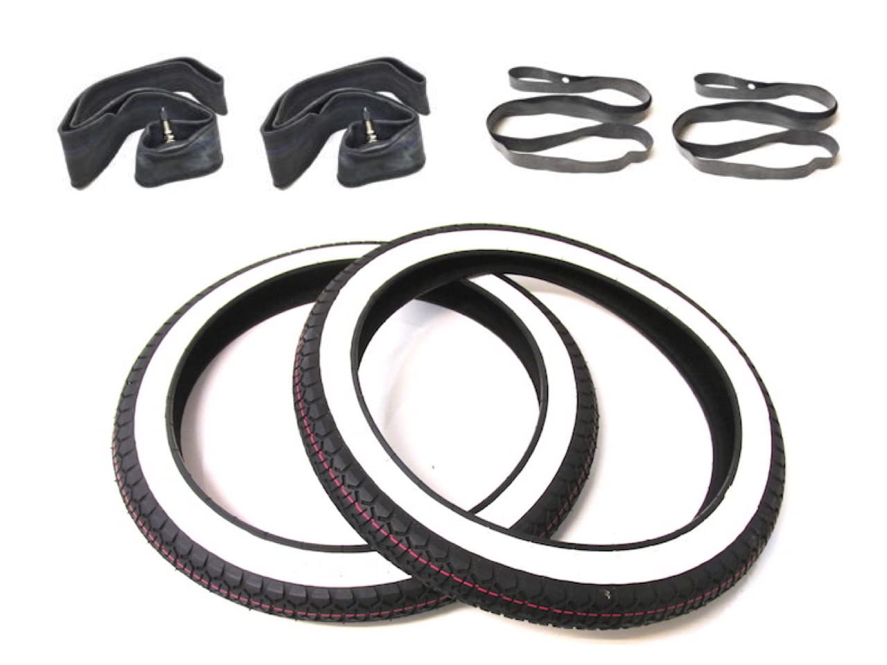 Streetparts24 Weißwandreifen Reifen Schlauch Felgenband Set 2 1/4 x 16 Zoll (2.25-16) für Zündapp Hercules Prima M Kreidler Piaggio Vespa Ciao Bravo Mofa Moped Mokick von Streetparts24