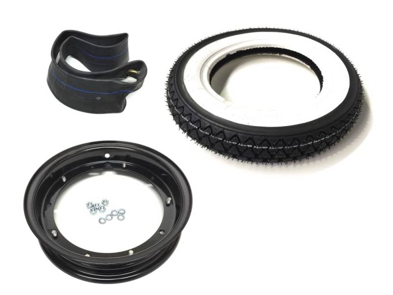 Weißwand Komplettrad 10 Zoll 3.00-10 für Vespa – inkl. Reifen, Felge & Schlauch – passend für PK 50, V50 Special, Primavera, PX – Einfache Montage dank zweiteiliger Felge von Streetparts24