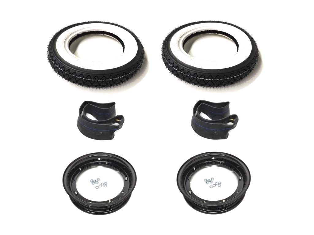 Weißwand Reifen Komplett Radsatz 3.00-10 Schwarz passend für Vespa PK 50 XL2, V50 Special, Primavera 125 ET3, PX 80 125 – Inkl. Felgen & Schläuche Weißwand Reifen Komplett Radsatz 3.00-10 Schwarz passend für Vespa PK 50 XL2, V50 Special, Primavera 125 ET3, PX 80 125 – Inkl. Felgen & Schläuche von Streetparts24
