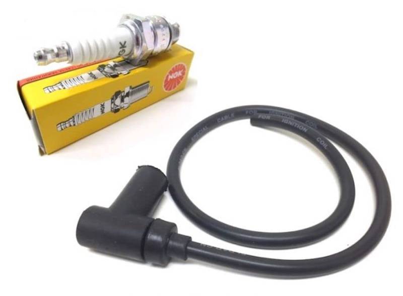 Zündkerzenstecker & Zündkerze B6HS - passend für Zündapp, Hercules, Kreidler, Mofa, Moped & Mokick - inkl. Zündkabel (0,50m) von Streetparts24