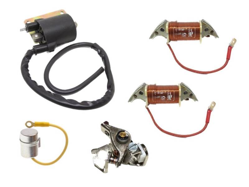 Zündung Set Zündspule Unterbrecher Lichtspule passend für Piaggio Ciao Bravo Si Boxer von Streetparts24