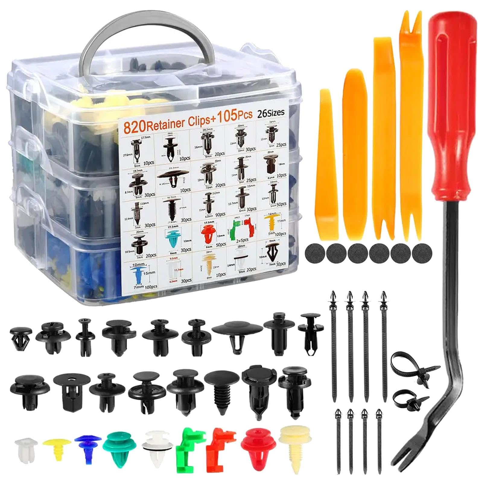 Streysisl Stoßstangenclips, Auto-Befestigungskoffer, Autoteile, Autoteile – tragbare Reißnägel-Clips, Stoßstangen-Reparatur-Set für Motorhauben Streysisl Stoßstangenclips, Auto-Befestigungskoffer, Autoteile, Autoteile – tragbare Reißnägel-Clips, Stoßstangen-Reparatur-Set für Motorhauben von Streysisl