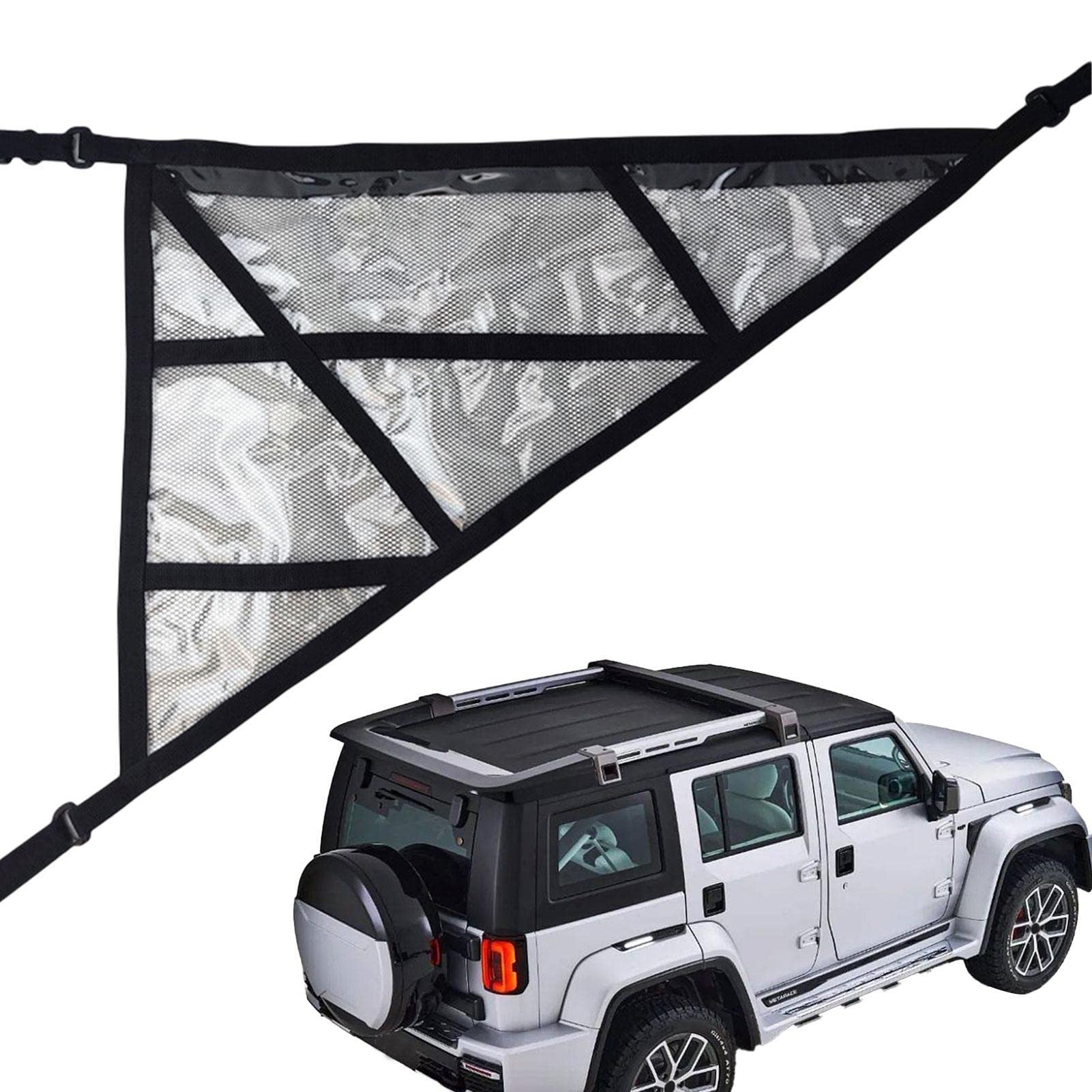 Autodachnetz | Dreieckiges Auto-Decken-Gepäcknetz, Taschen-Aufbewahrungsnetz | Verstärken Sie die Tragfähigkeit und senken Sie den doppellagigen Mesh-Autodach-Aufbewahrungsorganisator für Stronrive von Stronrive