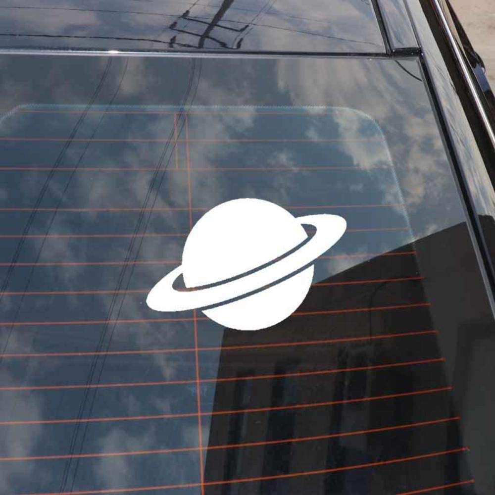 Planet Saturn Space Exploration Fun Window Bumper Vinyl JDM Sticker 14.4CMx9.4CM - White von Handmade By Stukk
