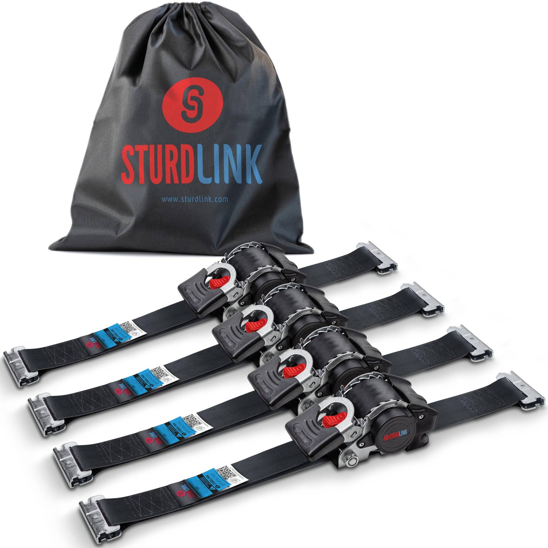 Automatische Spanngurte 3m 50mm mit E-Clip für E-Schienensystemen LC 750kg / 1500kg | Selbstaufrollender Gurtaufroller | Einziehbare Zurrgurte | Für Transporter LKW Anhänger mit Schienen | 4er-Set Automatische Spanngurte 3m 50mm mit E-Clip für E-Schienensystemen LC 750kg / 1500kg | Selbstaufrollender Gurtaufroller | Einziehbare Zurrgurte | Für Transporter LKW Anhänger mit Schienen | 4er-Set von Sturdlink