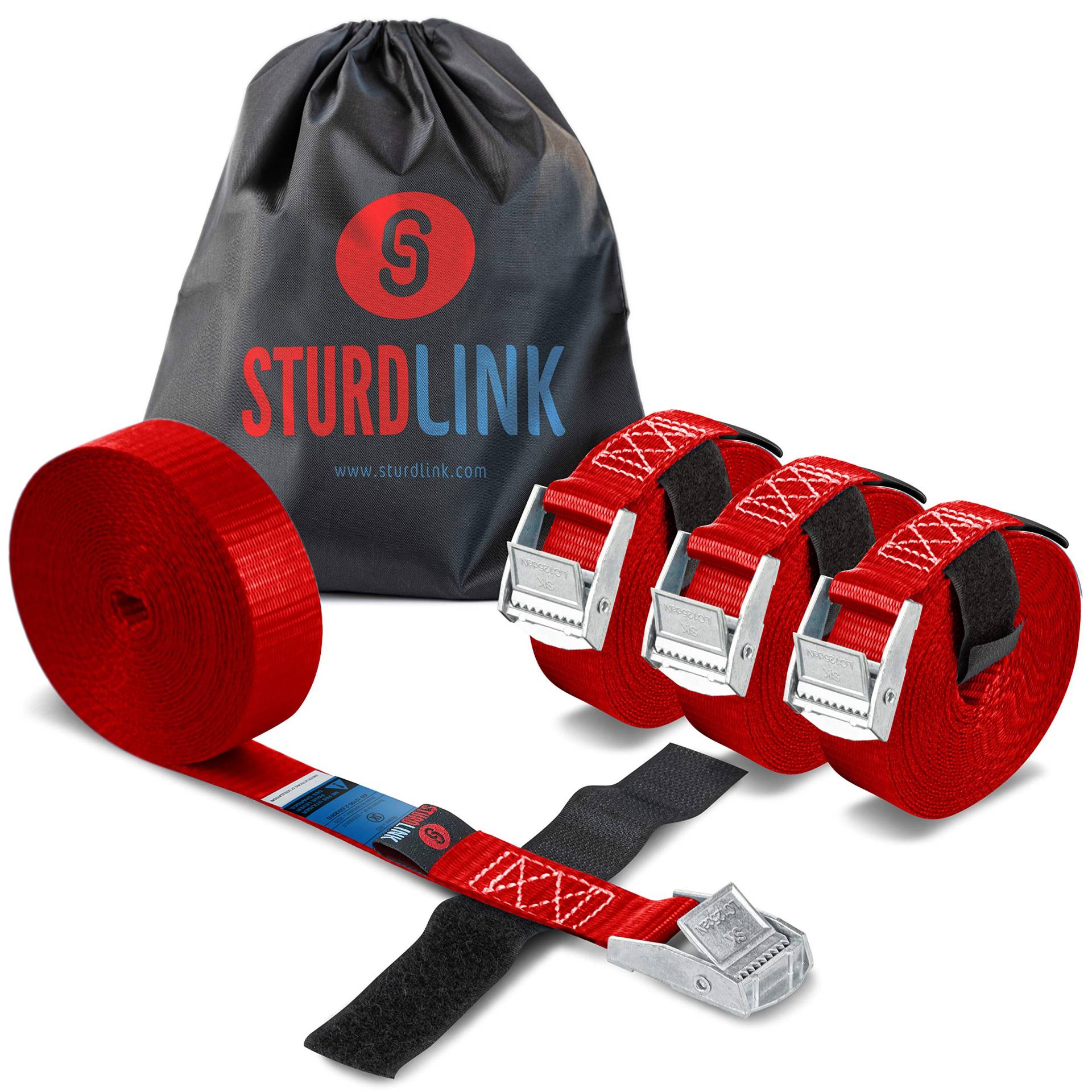 Sturdlink 4 Stück kleine Zurrgurte 25 mm 250 kg mit Schnalle + Klettverschluss 3 m 4 m 5 m Befestigung für Fahrrad-Tür, Motorrad, Anhänger, Dachbox, Auto, Sackkarre von Sturdlink