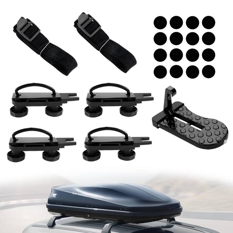 4 Stück Dachbox Befestigung U Bügel, Auto Pedal Türstufe, Dachträger 85 mm Innenbreite, Auto Van Montage Fitting mit 8 Schwere Kontermuttern und 2 Bandagen, Dachbox Halterung Befestigung von SuQurtom