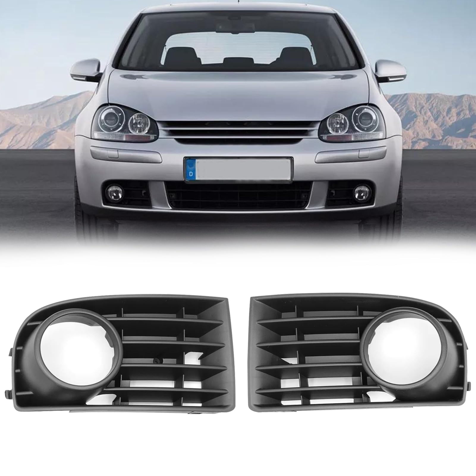 Sucxyor 2 PCS Kompatibel mit VW GOLF 5 V Nebelscheinwerfer Gitter 2004-2009 Nebelscheinwerfer Blende VW MK5 Nebelscheinwerfer Abdeckung Links Rechts 1K0853665B/1K0853666B-(Schwarz) von Sucxyor