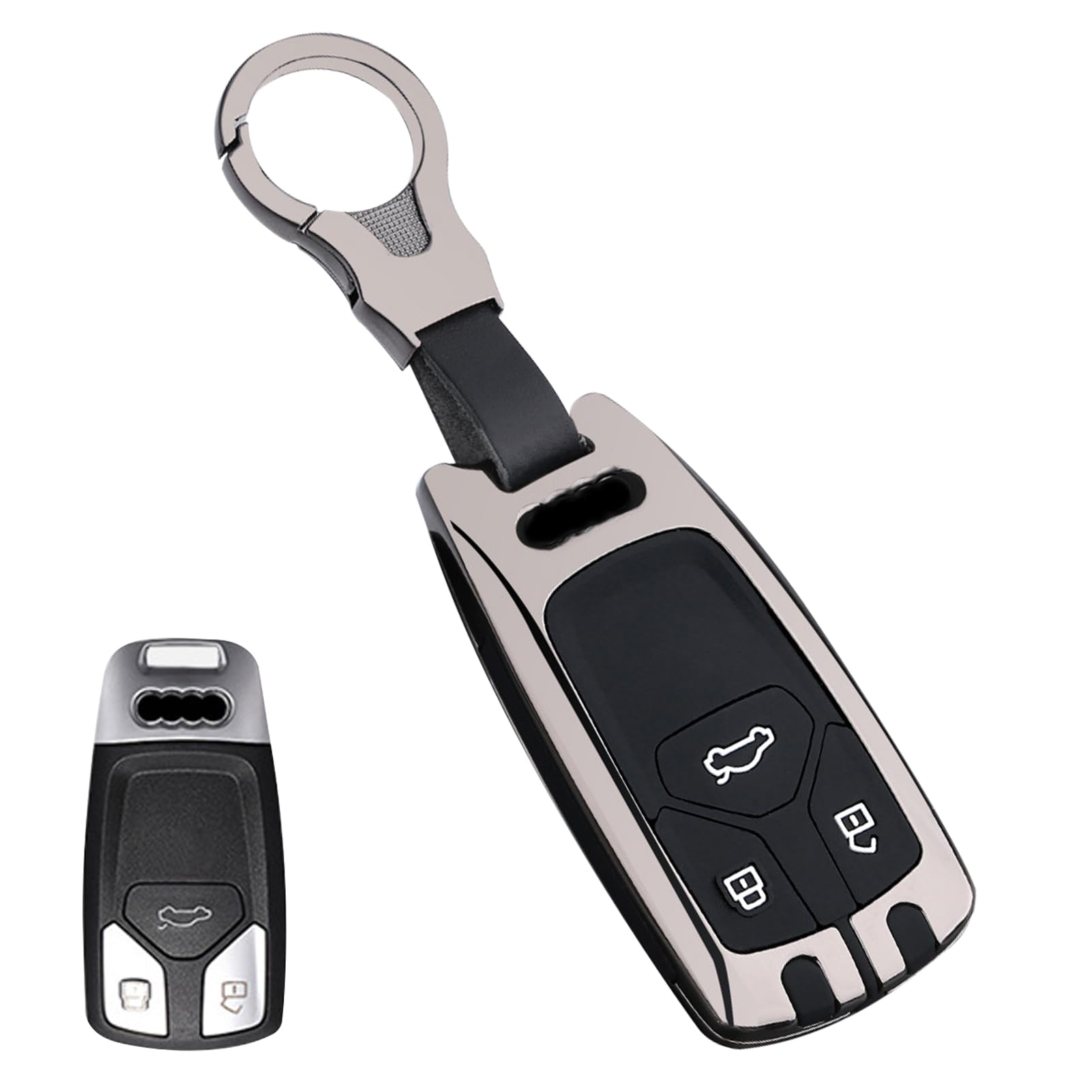 Sucxyor Kompatibel mit Audi Schlüsselhülle A3 A4 A6 A7 A8 Zinklegierung Autoschlüssel Hülle Kompatibel mit Audi Q2 Q3 Q5 Q7 TT TTS Schlüssel Cover Schutzhülle mit Schlüsselanhänger von Sucxyor
