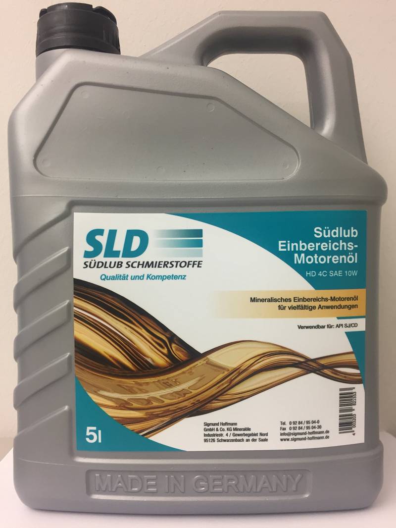 Südlub Einbereichs-Motorenöl HD 4C SAE 10W, 5 Liter von Südlub