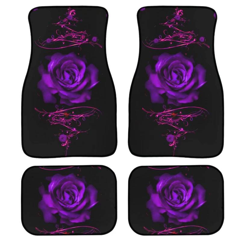 Suhoaziia 4 x rosa lila Auto-Fußmatten für Vordersitze, rutschfester Teppich, universelle Passform für die meisten Autos, Allwetterschutz für Damen und Herren von Suhoaziia